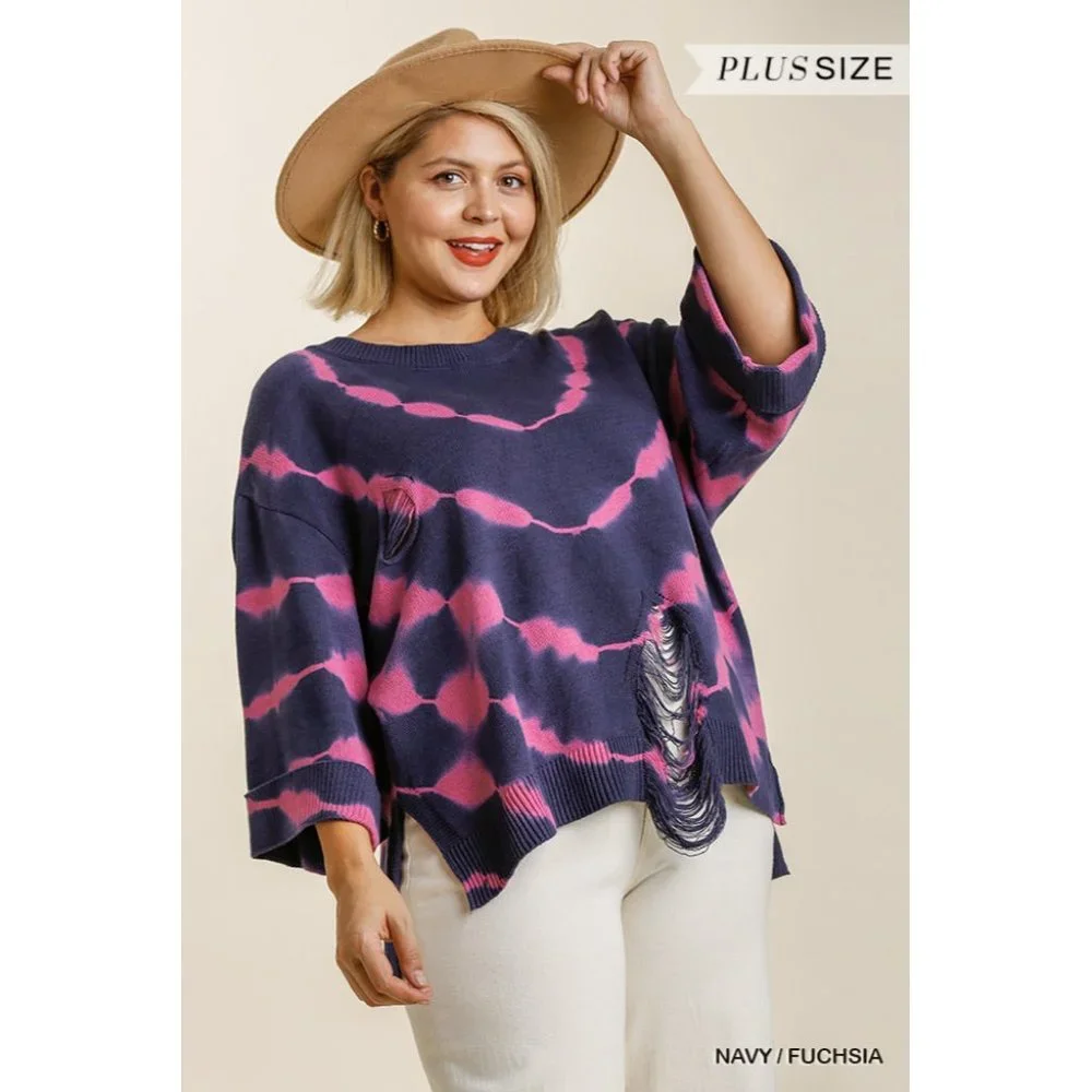 Umgee Distressed Tie Dye Sweater - Picture 2 of 6